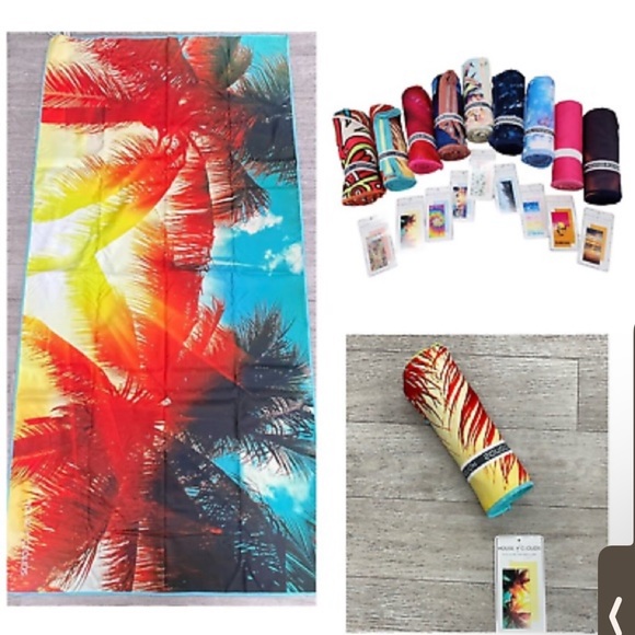 House of Clouds Microfiber Beach Quick Dry Sand Free Compact Towel Palm Sunset - Picture 5 of 6